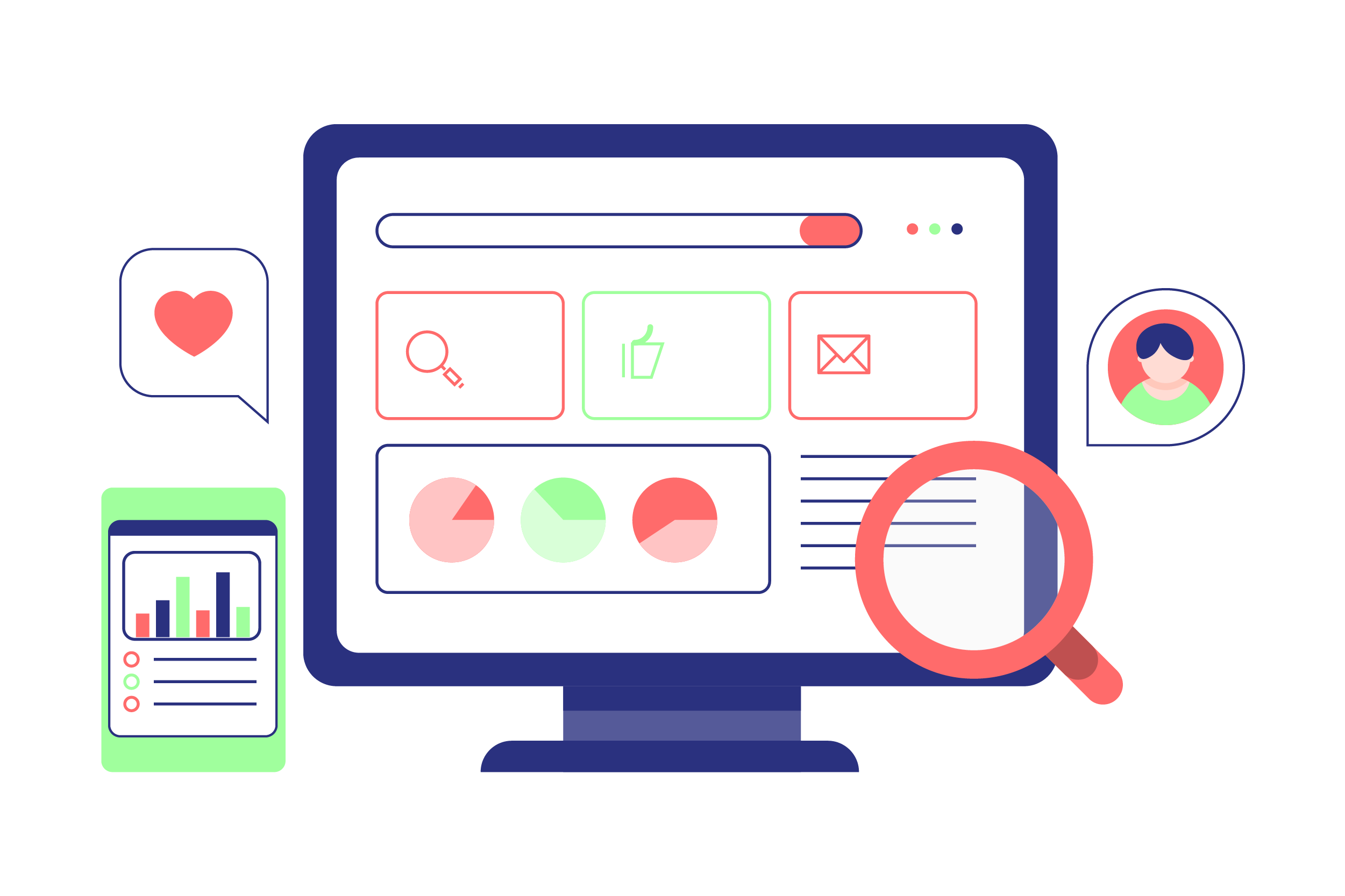 A custom research study output with dashboards, charts and search analysis